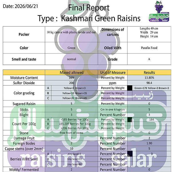 کشمش سبز ممتاز